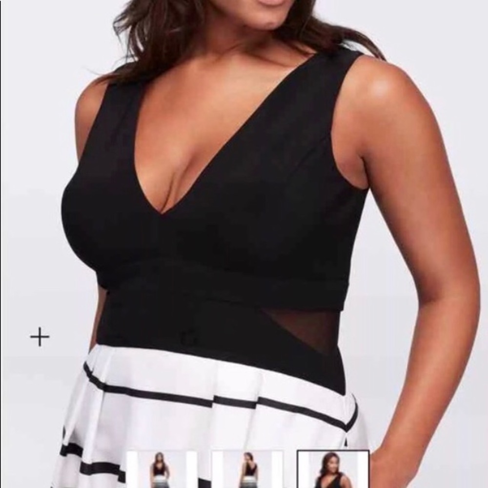 David’s Bridal black and white striped dress - Picture 3 of 6